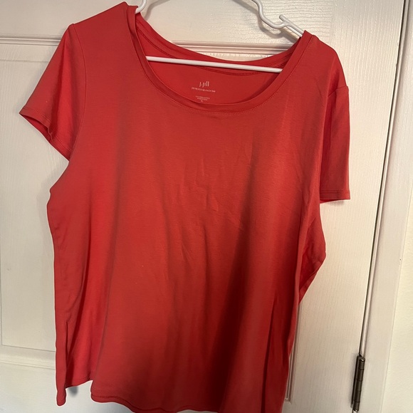 J. Jill Women's peach short Sleeve Top size xl Pima scoop neck - Picture 1 of 3